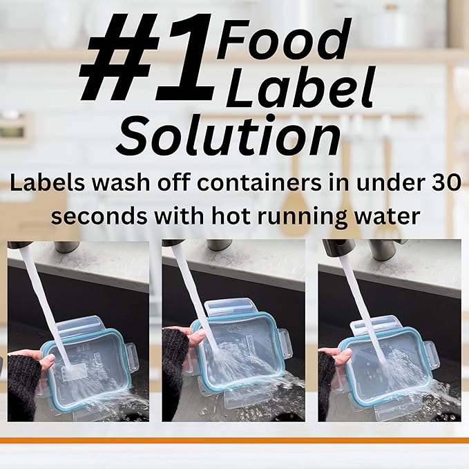2x1 Dissolvable Food Labels, 1000 Label Stickers, Bottle Labels for Storage Bins, Sticker Labels for Food containers, (1000, Blue)
