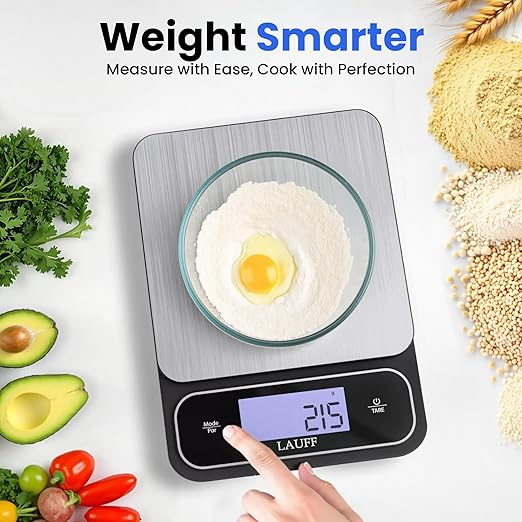 Digital Food Scale, Weighs up to 22lb, Digital Kitchen Scale with 0.01oz/1g Graduation,10kg Capacity, Waterproof Digital Kitchen Scale for Baking & Meal Prep with LCD Display