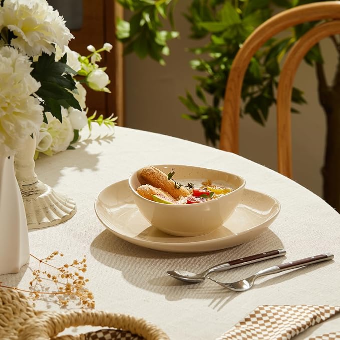 Sweese 5 Inch Porcelain Small 10 oz Bowls Set of 6, for Dessert | Ice cream | Soup | Rice | Fruits | Small Portions - Microwave, Dishwasher, and Oven Safe - Beige