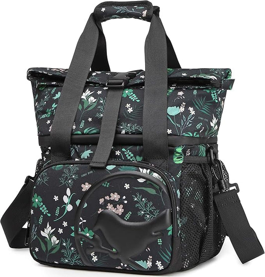 SUNNY BIRD 14L Large Insulated Lunch Bag, Leakproof and Dual Compartment Lunch Cooler Box for Women Adult and Men, Fits 21 Cans (FloralFoliage 01)