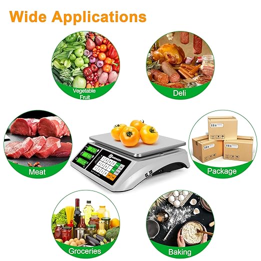 Produce Scale - Precision Commercial Food Scale with Touch Sensitive, Price Calculation - Ideal for Delis, Groceries, Retailers, Farmers Markets, Restaurants - 66lb Accurate Vegetable Scale
