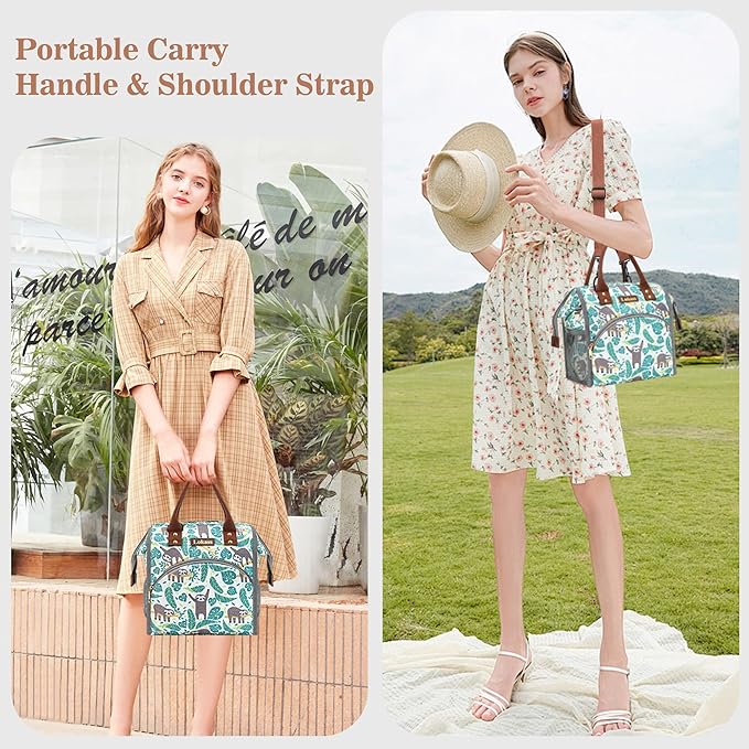 LOKASS Lunch Bag Insulated Lunch Box Wide-Open Lunch Tote Bag Large Drinks Holder Durable Nylon Snacks Organizer with Removable Shoulder Strap for Women Men Adults Work Outdoor,Sloth