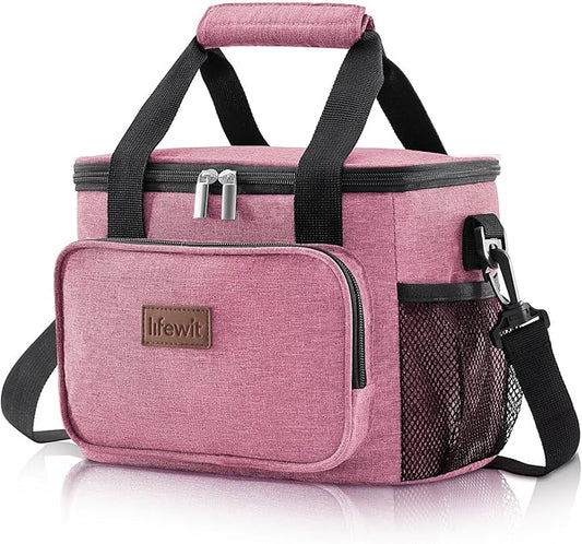 Lifewit Large Lunch Bag Insulated Lunch Box Soft Cooler Cooling Tote for Adult Men Women, Pink 12-Can (9L)
