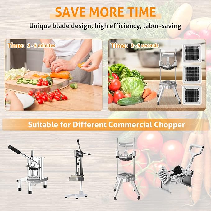 WICHEMI Replacement Chopper Blade 1/4" Blade Commercial Vegetable Chopper Stainless Steel Onion Chopper Dicer Blades and Pusher Block for Tomato Dicer French Fry Cutter