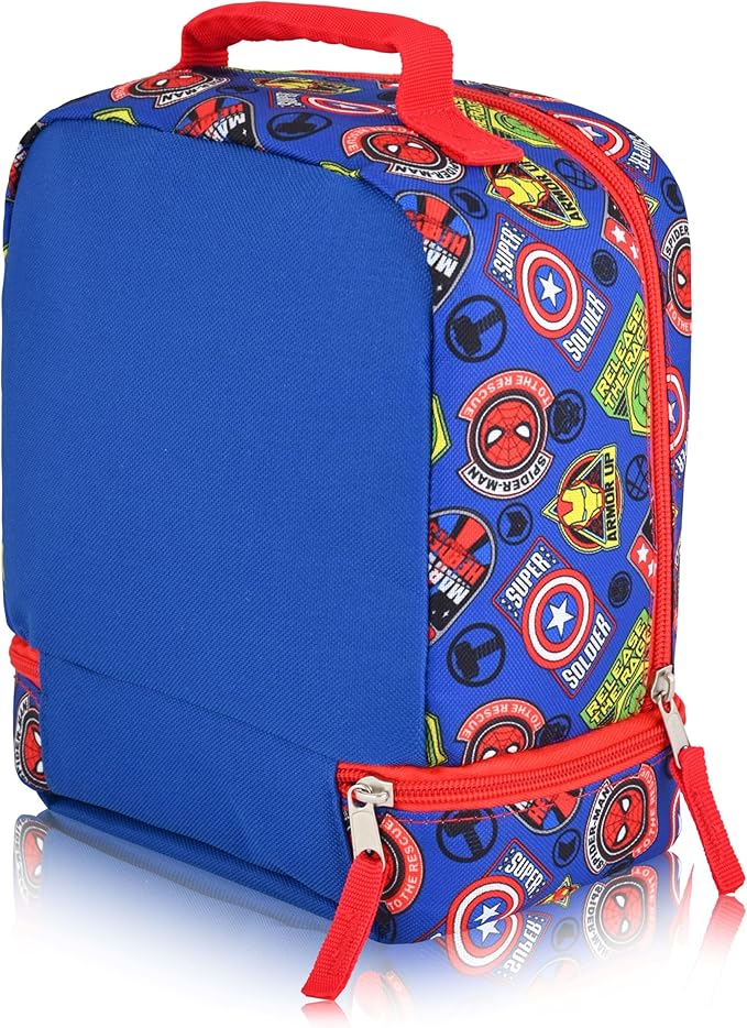 Fast Forward Marvel Avengers Lunch Box for Kids | Insulated Lunch Bag Lunch Box for Boys, Girls, Toddlers | Avengers Blue Reusable Lunchbox