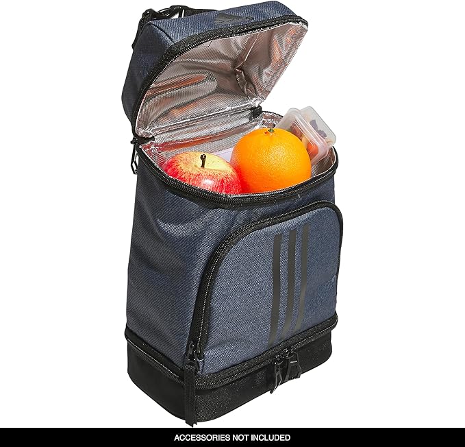 adidas Excel Lunch Bag, Cooler with Zipper, Pocket for Ice Pack, and Clip, Temperature Control Insulation, Twill Onix Grey/Black, One Size
