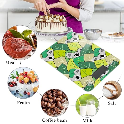 Food Scale Kitchen Scale for Baking Cooking Digital Food Weighing Measuring Scale Small Waterproof Electric Food Scale Cute Koala and Leaves