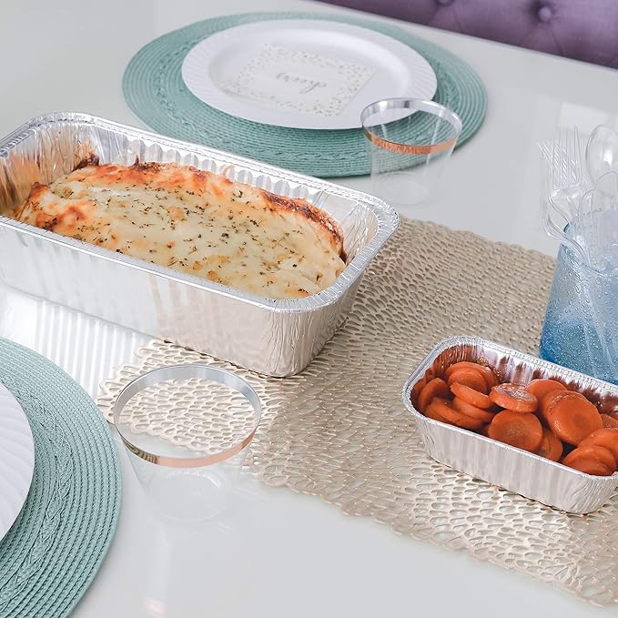 PLASTICPRO [5 Lb 25 Pack Disposable Loaf Pans Aluminum Tin Foil Meal Prep Bakeware - Cookware Perfect for Baking Cakes, Bread, Meatloaf, Lasagna 5 Pound 12.5'' X 6.25'' X 3.5''