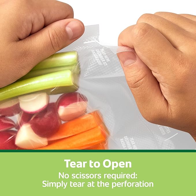 FoodSaver Quart Pre-Cut Vacuum Seal Bags, Easy Use Vacuum Storage Bags, Align to Seal and Tear to Open Vacuum Sealer Storage Bags, 19 Pack