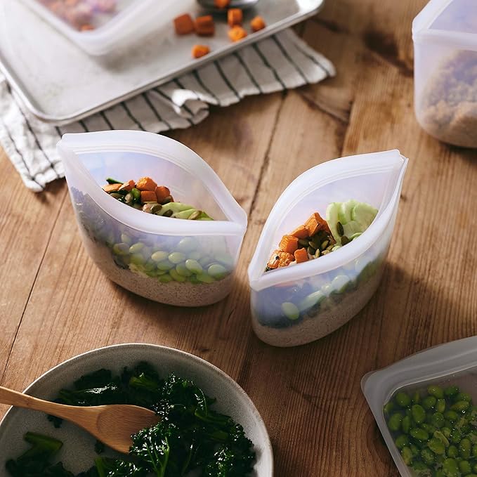 Stasher Premium Silicone Reusable Food Storage Bags, 2-Pack, Multi, Multi-Use Food Storage Bags, Lunch Bag, Travel Containers, BPA Free, Leak-free, Dishwasher-Safe, Eco-friendly