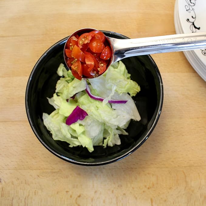 1 Ounce Slotted Stainless Steel Portion Control Ladle Spoon for Measuring and Serving; Commercial Grade Serving Scoops [Pack of 12]