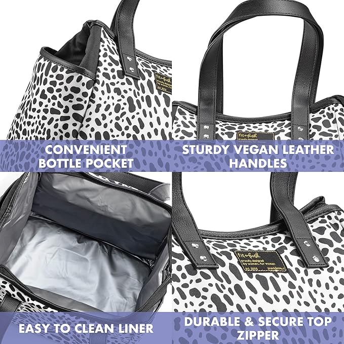Fit & Fresh Lunch Bag For Women, Insulated Womens Lunch Bag For Work, Leakproof & Stain-Resistant Large Lunch Box For Women With Containers and Matching Tumbler, Zipper, Westerly Lunch Bag, Cheetah