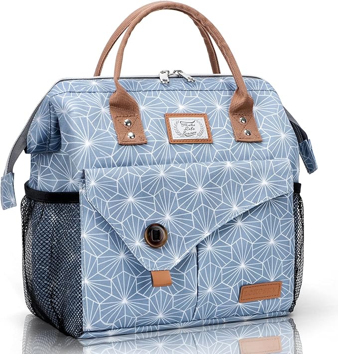Lekesky Lunch Bag for Women Lunch Box Small Insulated Lunch Bag, Blue, 11L