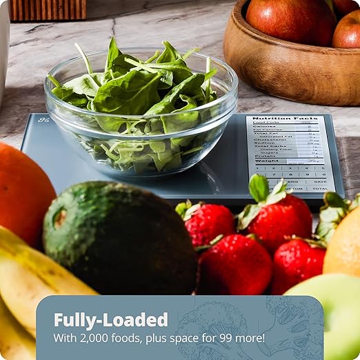 Nutrition Scale by Greater Goods with Food Grade Glass, Perfect for Calorie Counting, Meal Prep, and Weight Loss (Stone Blue)