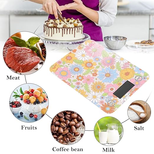 Food Scale Kitchen Scale Food Scales Digital Weight Grams and Ounces Small Electronic Food Scale for Baking Cooking Vintage Flowers