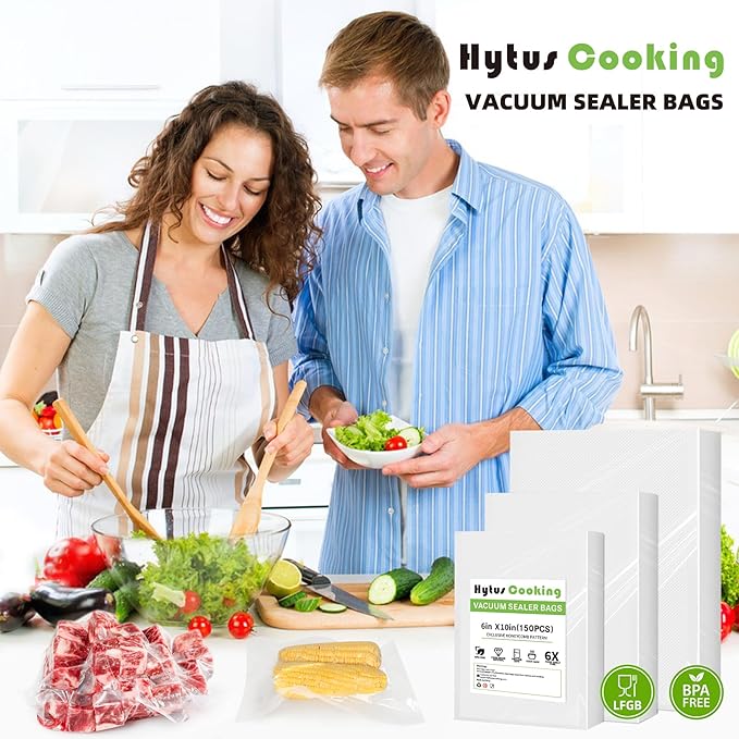 HytusCooking Vacuum Sealer Bags for Food,150 Pack Quart 8" x 12" Pre-Cut Vacuum Food Storage Bags, Commercial Grade for Sous Vide, Meal Prep and Long Lasting Food Storage Heavy Duty, BPA Free