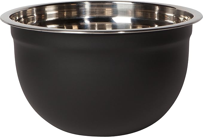 Now Designs Matte Coated Steel Mixing Bowls, Black, 5 qt, 3 qt, 1.5qt, D7xH3.57 / D9xH4.75 / D10.25xH5in, Set of 3