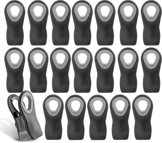 COOK WITH COLOR Bag Clips with Magnet- Food Clips, Chip Clips, Bag Clips for Food Storage with Airtight Seal Grip for Bread Bags, Snack Bags and Food Bags (Black, Pack of 20)