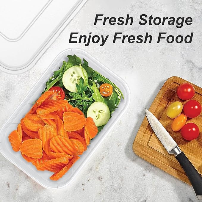 50 Pack 17oz Deli Containers with Lids Freezer Food Storage Containers Lunch Salad Container Plastic Container with Lids Meal Prep Container Reusable Sets BPA Free Bento Box Dishwasher