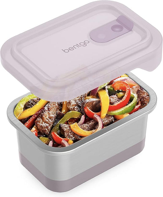 Bentgo MicroSteel Heat & Eat Container - Microwave-Safe, Sustainable & Reusable Stainless Steel Food Storage Container with Airtight Lid for Eco-Friendly Meal Prepping (Lunch Size - 3 Cups)
