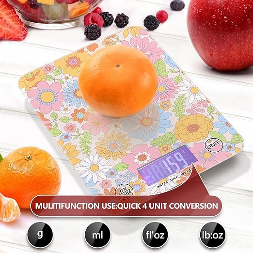 Food Scale Kitchen Scale Food Scales Digital Weight Grams and Ounces Small Electronic Food Scale for Baking Cooking Vintage Flowers