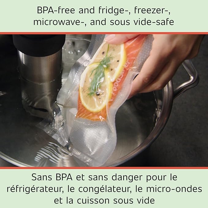 FoodSaver Vacuum Sealer Bags, Rolls for Custom Fit Airtight Food Storage and Sous Vide, 8" x 20' (Pack of 2)