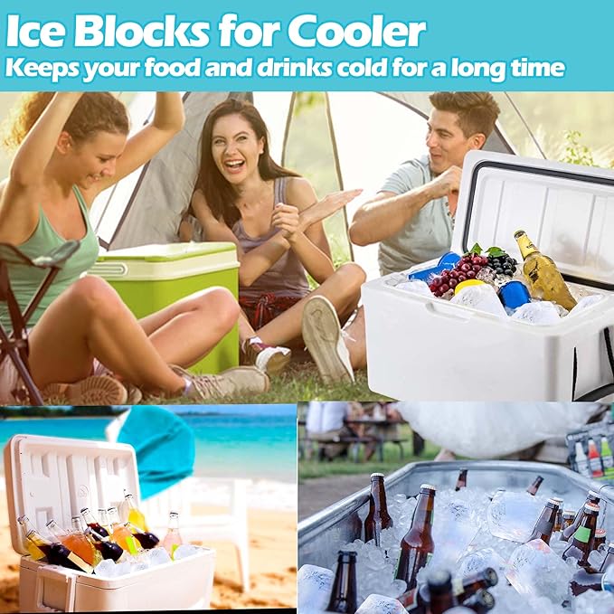 XANGNIER Extra Large Ice Block Mold,2 Pack 4.7lbs Ice Cubes for Cold Plunge or Coolers,Reusable Silicone Ice Molds for Ice Bath Chiller,Big Ice Tray,Nordic Blue