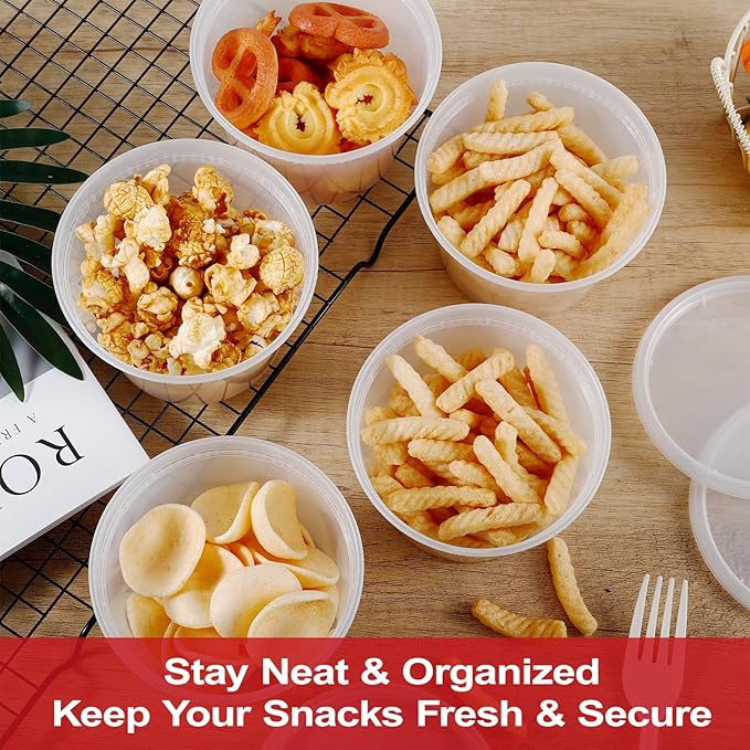 48 Sets Deli Containers with Lids,16oz Plastic Food Storage Containers,Leakproof Soup Container with Airtight Lids,Freezer Storage Container for Soup,Stackable,Dishwasher,Microwave Safe