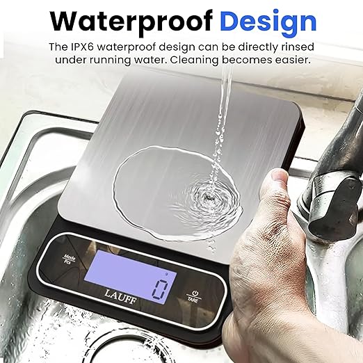 Digital Food Scale, Weighs up to 22lb, Digital Kitchen Scale with 0.01oz/1g Graduation,10kg Capacity, Waterproof Digital Kitchen Scale for Baking & Meal Prep with LCD Display