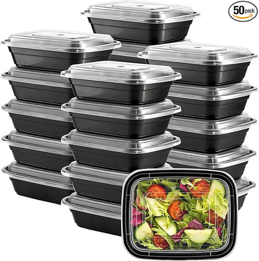 Comfy Package [12 oz -50 Count 1 Compartment Meal Prep Containers Reusable - Microwaveable, Dishwasher and Freezer Safe, BPA-Free, Portion Control and Convenience Food Storage with Lids, Stackable