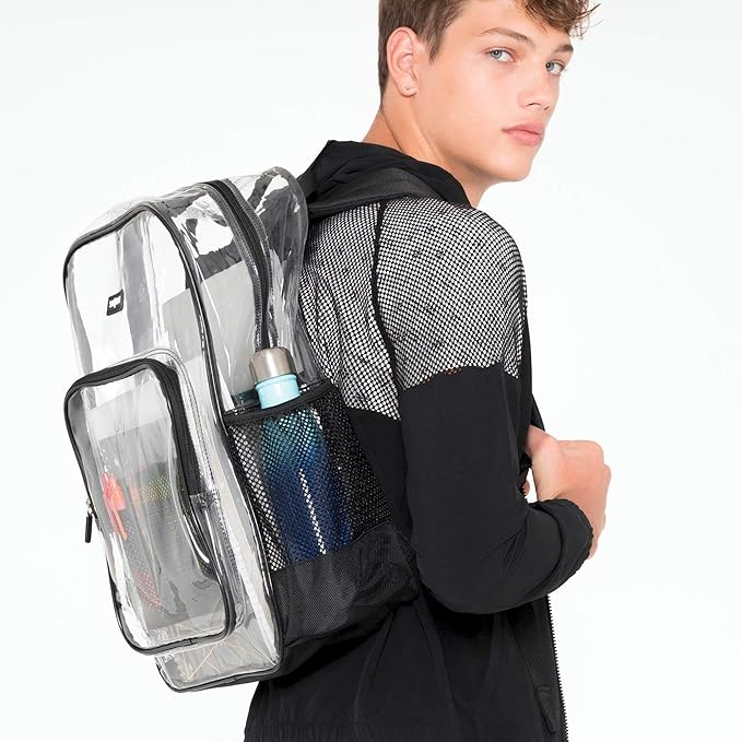 J.CARP Clear Bag Heavy Duty Backpack Durable Transparent See Through Bag