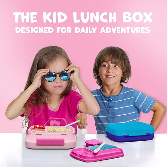 Umami All-in-1 Bento Box for Kids, Ice-pack & Utensils Included, 100% Leakproof & BPA free, Parents' favorite Lunch Box Kids (Candy Pink, 23 oz)