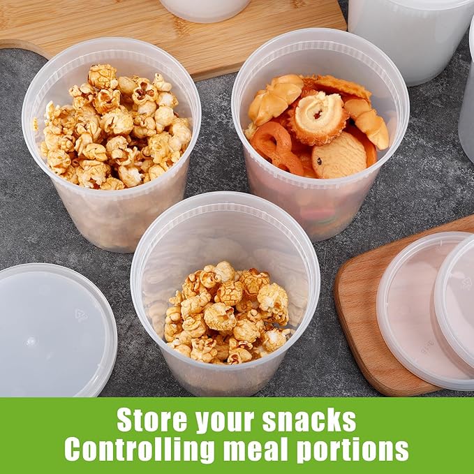 50 Pack Plastic Deli Containers with Lids,32 oz Food Storage Containers with Airtight Lids,Leakproof Soup Container,Stackable,Freezer,Microwave/Dishwasher Safe