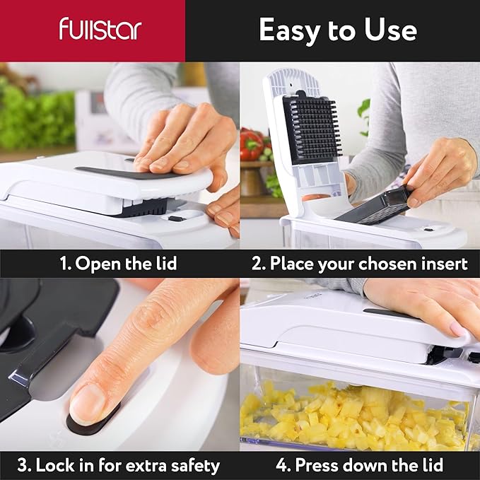 Fullstar Vegetable Chopper and Spiralizer - Food Chopper with Container, Fruit Slicer, Kitchen Gadgets & Accessories, Home Essentials (2 in 1, White)