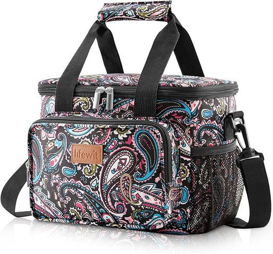Lifewit Large Lunch Bag Insulated Lunch Box Soft Cooler Cooling Tote for Adult Men Women, Paisley 12-Can (9L)