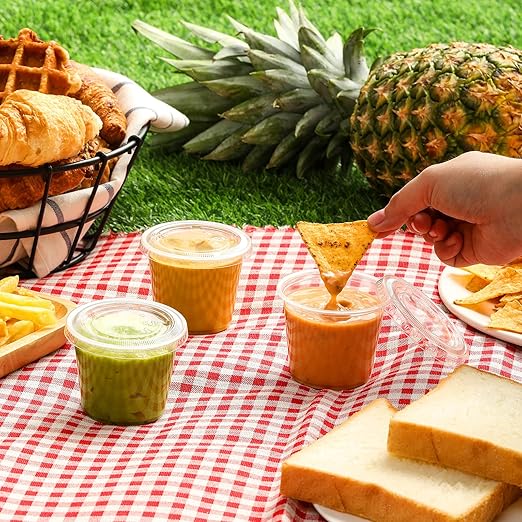Portion Cups With Lids, 240 Sets - 5.5 oz Airtight, Stackable Souffle Cups, Salad Dressing & Sauce Containers for Lunch, Party, Trips
