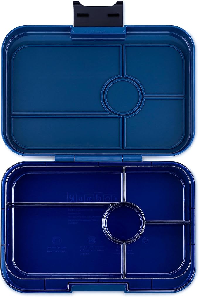 Yumbox Tapas Leakproof Bento Lunch Box - 5-Compartment Bento Container for Adults and Kids; Large, Leakproof & Easy Clean; Lunch Box Kids (Monte Carlo Blue Clear Navy Tray)