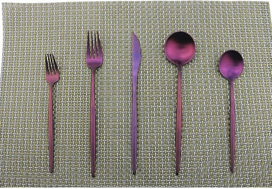 Flatware Set for 4, Luxury 20 Pieces Purple Plated Copper Color 18/10 Stainless Steel Silverware Flatware Sets Spoons Knives and Forks Set, Service for 4
