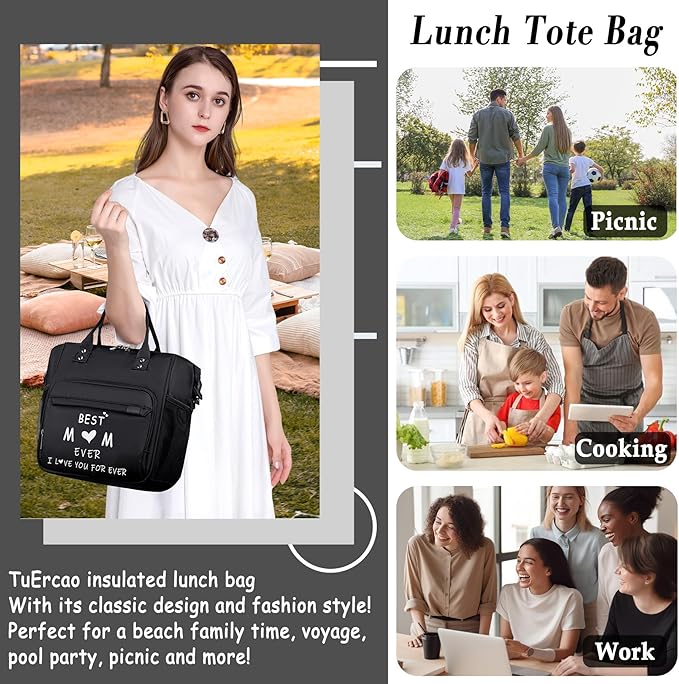 TuErCao Mom Lunch Bag Useful Unique Mother's Day & Birthday Gifts from Daughter Son Husband Insulated Personalized Lunch Box for Work