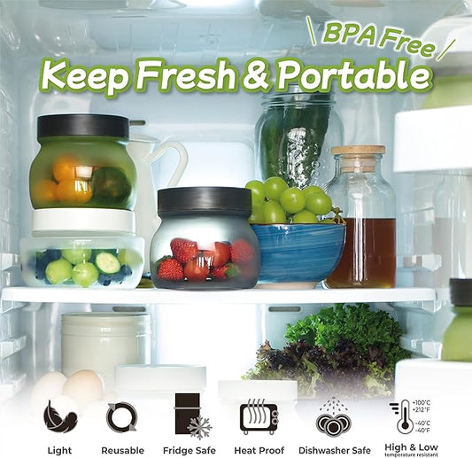 DeliOne Jars with Lids, Cookie Jar Set of 2, Leakproof, Airtight and Antioxidant, Suitable for Kitchen, Outdoor, Microwave, Freezer and Dishwasher Safe （Transparent 13OZ）