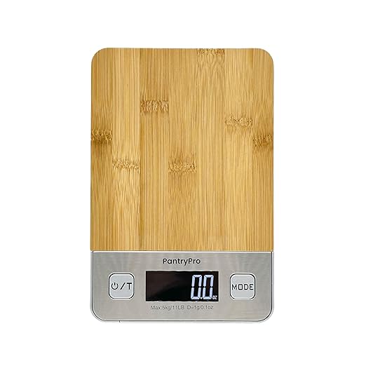 Bamboo Platform Digital Kitchen Scale - 11 pounds Capacity LCD Display Grams and Ounces AAA Battery Included (Natural)