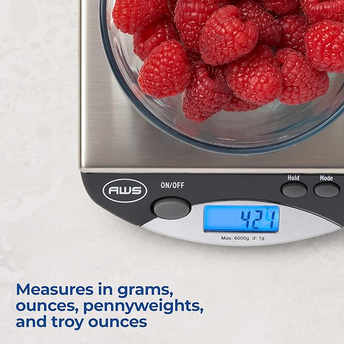 American Weigh Scales Digital Postal/Kitchen Scale, Stainless Steel Surface, Backlit LCD Screen AMW13-BK13 lb./6 kg, Black