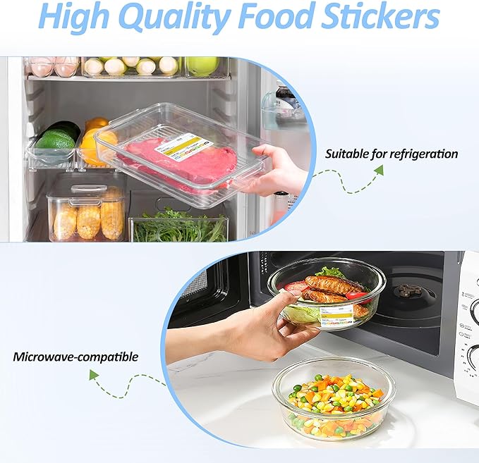 Restaurant Quality Shelf Life Food Rotation Labels Vinyl, 2” x 3” Self-Adhesive Removable Freezer Food Labels, Perfect for Reusable Containers, Easy to Remove, Food Safety Date Sticker (6 PCS)