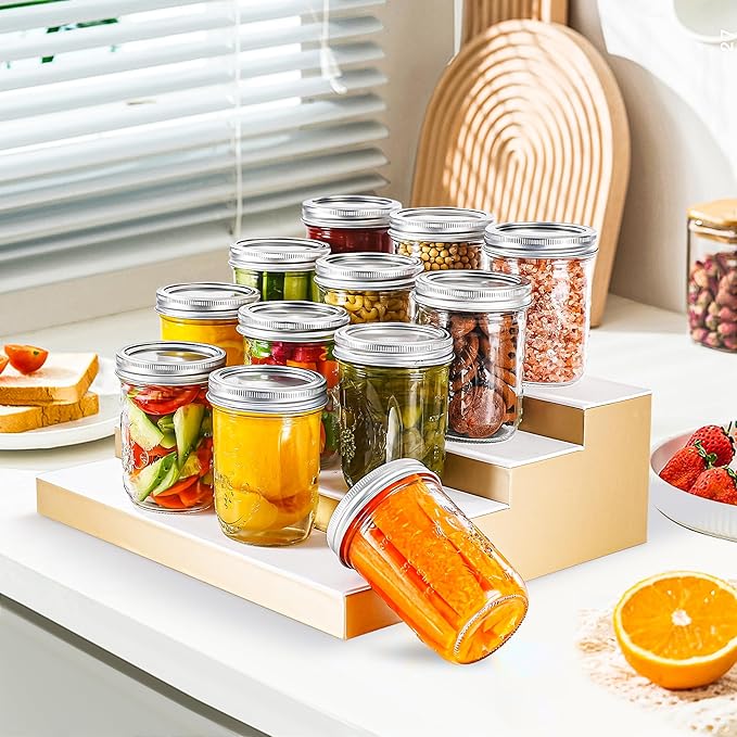 Wide Mouth Mason Jars 16 oz with Lids [2 Pack], Canning Jars with Metal Airtight Lids and Bands, 16 oz Glass Jars for Fermenting, Pickling, Freezing, Preserving, Meal Prep, Jar Décor