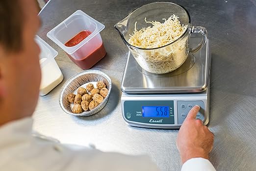 San Jamar Escali Promzr M-Series Digital Scale with Display Hold for Kitchens and Restaurants, Metal, 33 Pound, Silver