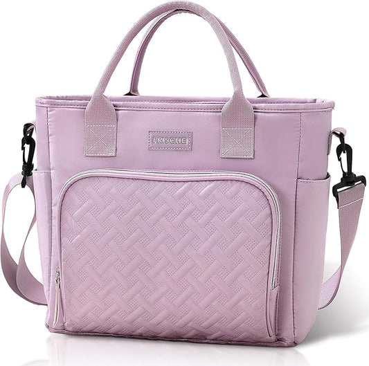 17L Insulated Lunch Bag for Women, LeakProof Insulated Work Lunch Box with Adjustable Shoulder Strap, Large Lunch Cooler Tote for Office, Commute & Travel (Heathered Lilac)