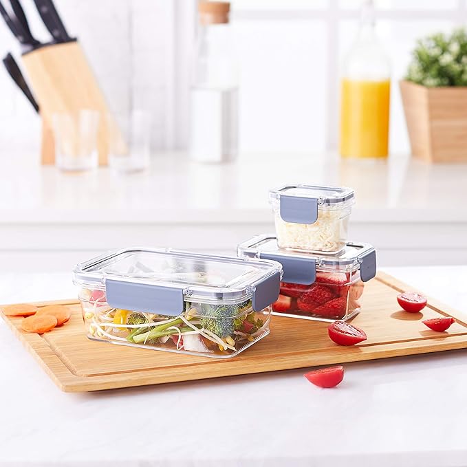 Amazon Basics Tritan Plastic Food Storage Containers - Tritan Plastic Locking, Air Tight, 10 Pieces, Clear