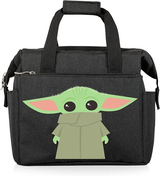 PICNIC TIME Star Wars Mandalorian Grogu On The Go Lunch Bag, Soft Cooler Lunch Box, Insulated Lunch Bag, (Black)