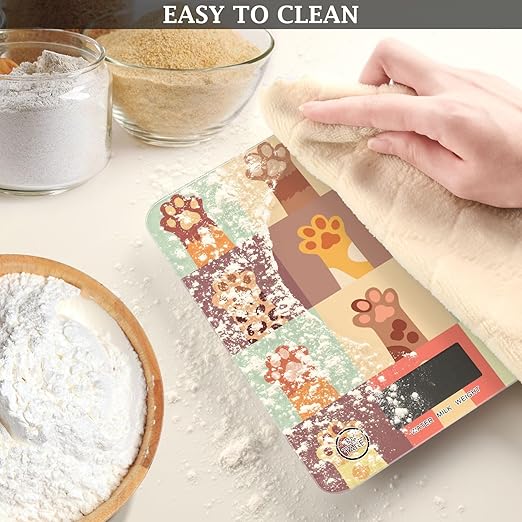 Food Scale Kitchen Scale for Baking Cooking Digital Food Weighing Measuring Scale Small Waterproof Electric Food Scale Cat Paw Footprints