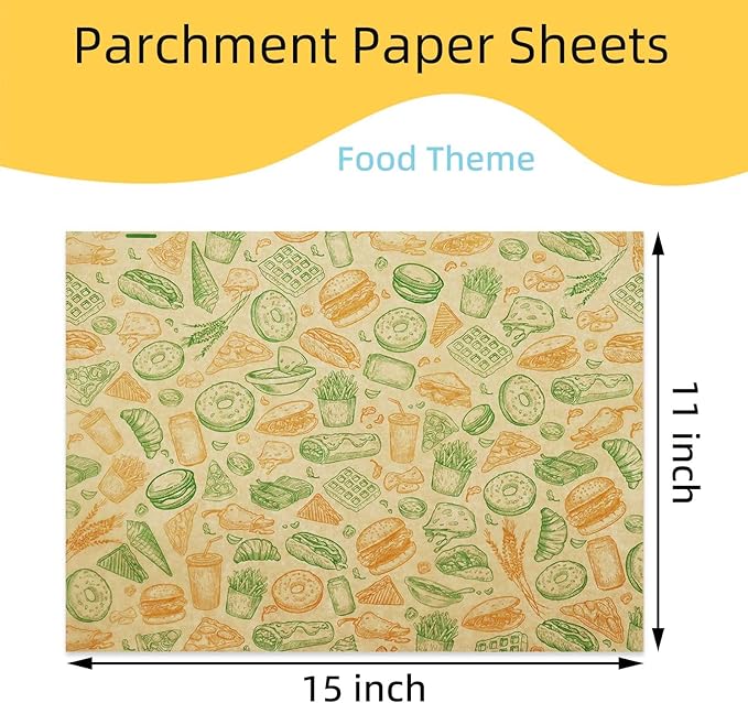 Premium Deli Paper Sheets 11"x15" - 300Pcs Greaseproof Liners for Food Boats, Pre Cut Deli Sandwich Wrappers, Best Kraft Food Wrapping Paper Sheets for Picnic, Festival, Fair or BBQ.